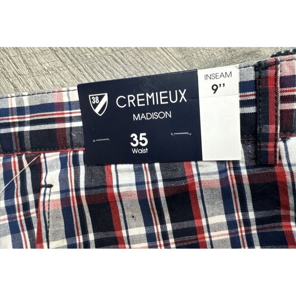 Cremieux Shorts Mens 35 Red Plaid Linen Chino Preppy Montauk Madison 9” NEW - Picture 2 of 7